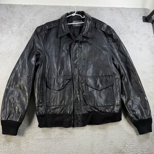 VTG Type A-2 Flyers Jacket Mens XLT Black Leather US Army Air Force 8415 Bomber